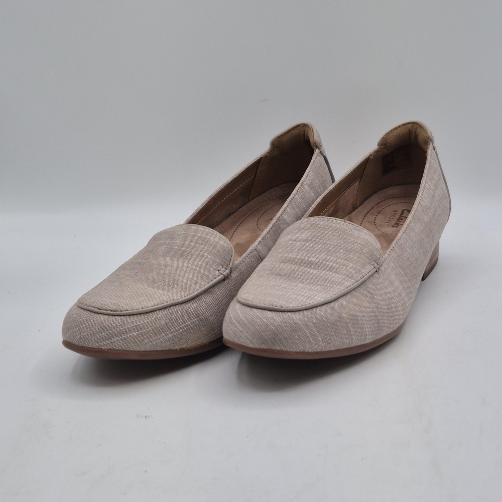 Clarks Shoes Womens Size 9.5 Taupe Textile Loafer Flats Slip On Low Heel EU 41 - Picture 5 of 12